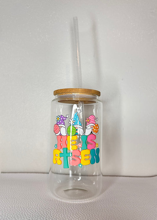 “He Is Risen” Glass Cup