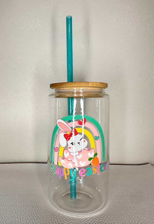Cute Easter Bunny Glass Cup